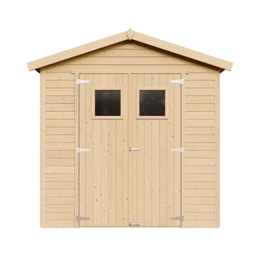 Timbela - Abri de Jardin en Bois Naturel H228x222x233 cm/ 4,2 m² avec fenêtres - Atelier rangement outils et vélos - 17 mm d’épaisseur - Timbela M351 - Image 4