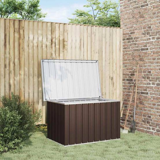 Malle de Rangement en Acier Galvanisé Robuste pour Jardin Terrasse Marron 109x67x65 cm – ComfortXL Outdoor Living - Image 2