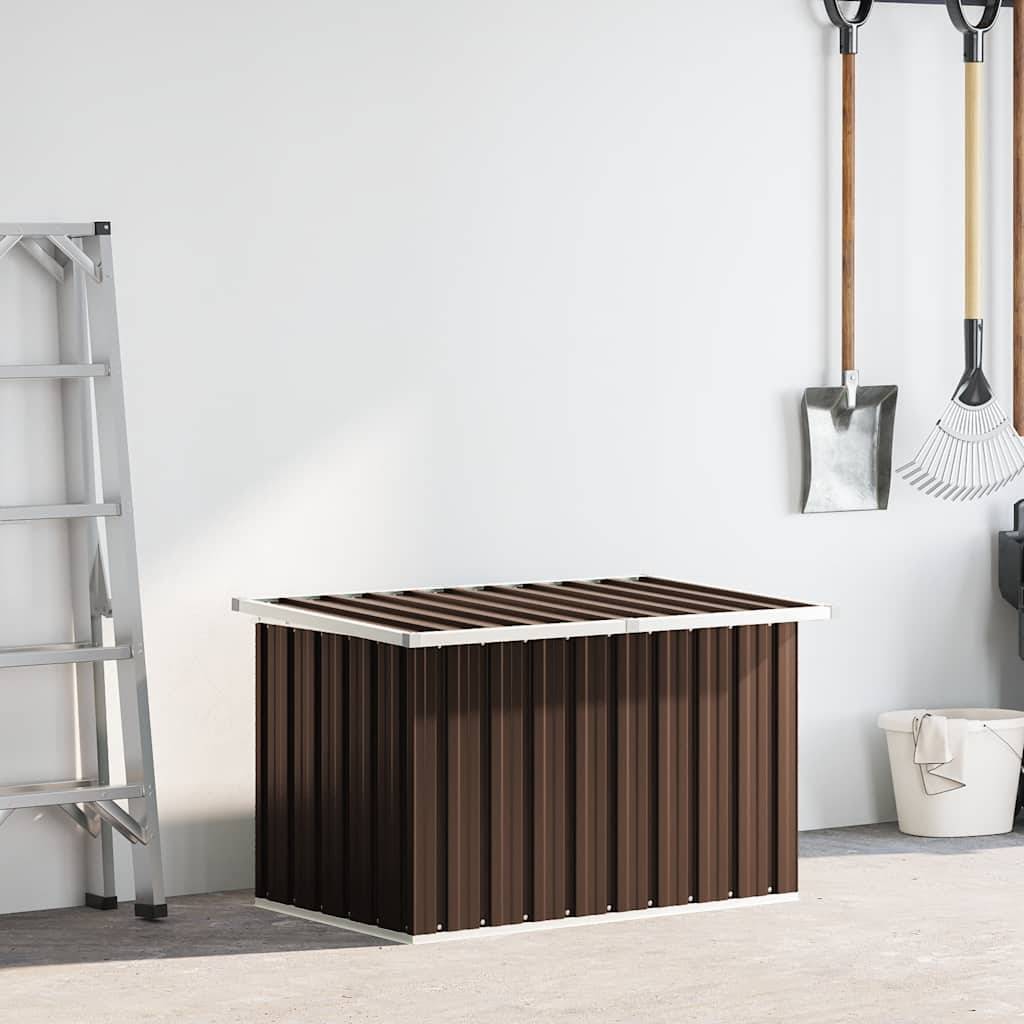 Malle de Rangement en Acier Galvanisé Robuste pour Jardin Terrasse Marron 109x67x65 cm – ComfortXL Outdoor Living - Image 3