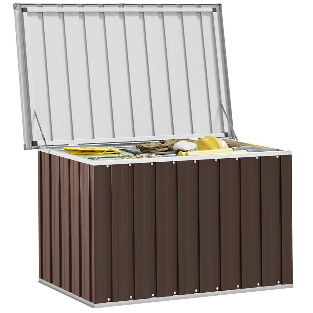 Malle de Rangement en Acier Galvanisé Robuste pour Jardin Terrasse Marron 109x67x65 cm – ComfortXL Outdoor Living - Image 4
