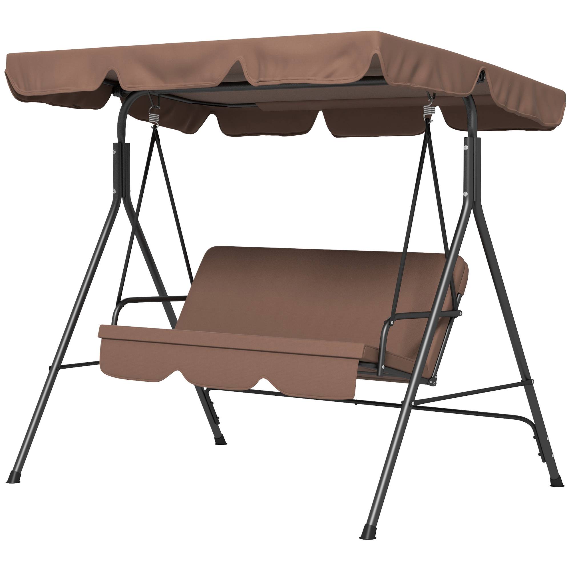 Balancelle de jardin 3 places acier extérieur toit inclinable confort 172x110cm marron - ComfortXL Outdoor Living - Image 2
