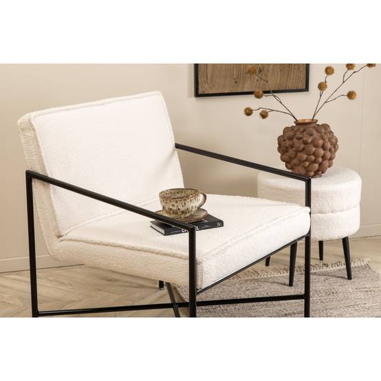 Paris Prix - Fauteuil Design Bouclette "Rakel" 78cm Blanc Cassé - Image 8