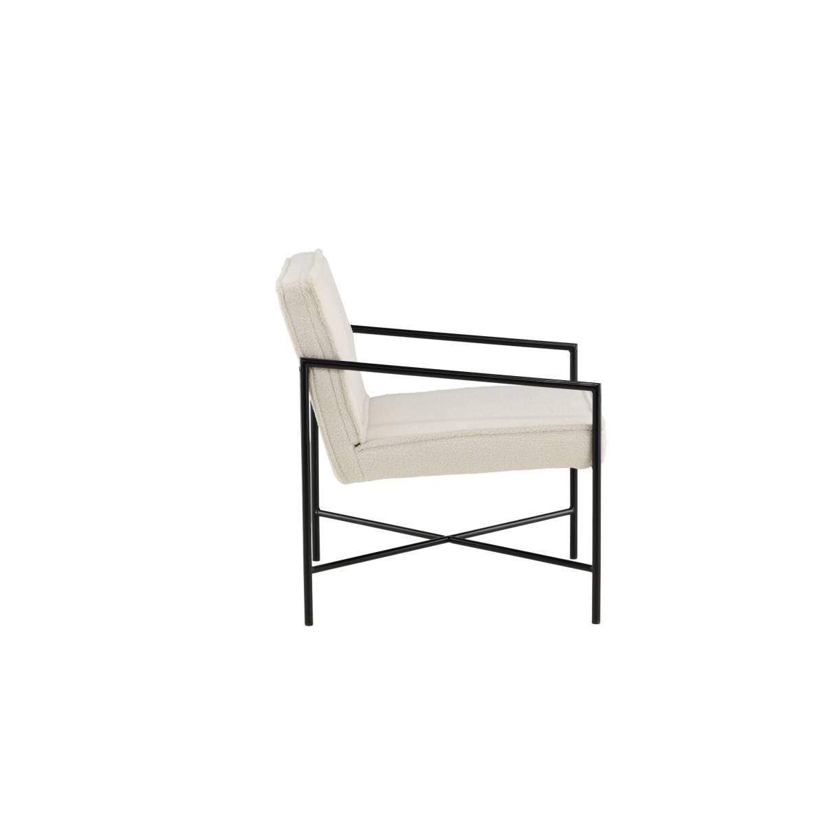 Paris Prix - Fauteuil Design Bouclette "Rakel" 78cm Blanc Cassé - Image 2