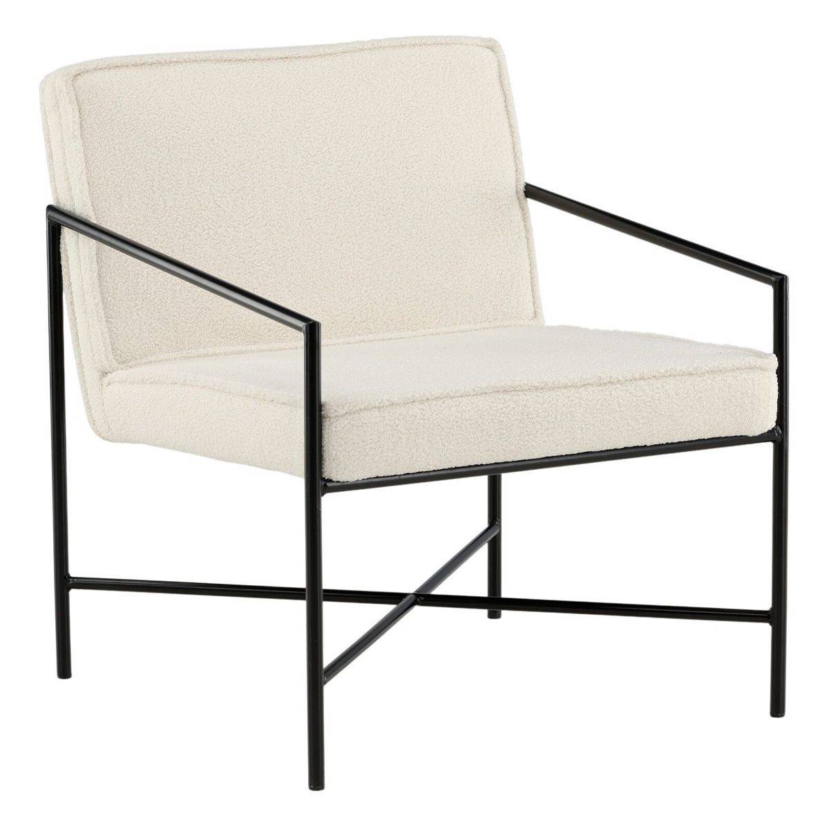 Paris Prix - Fauteuil Design Bouclette "Rakel" 78cm Blanc Cassé