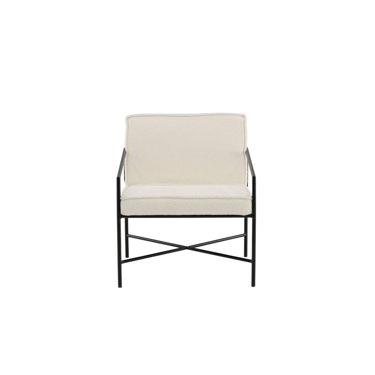Paris Prix - Fauteuil Design Bouclette "Rakel" 78cm Blanc Cassé - Image 3