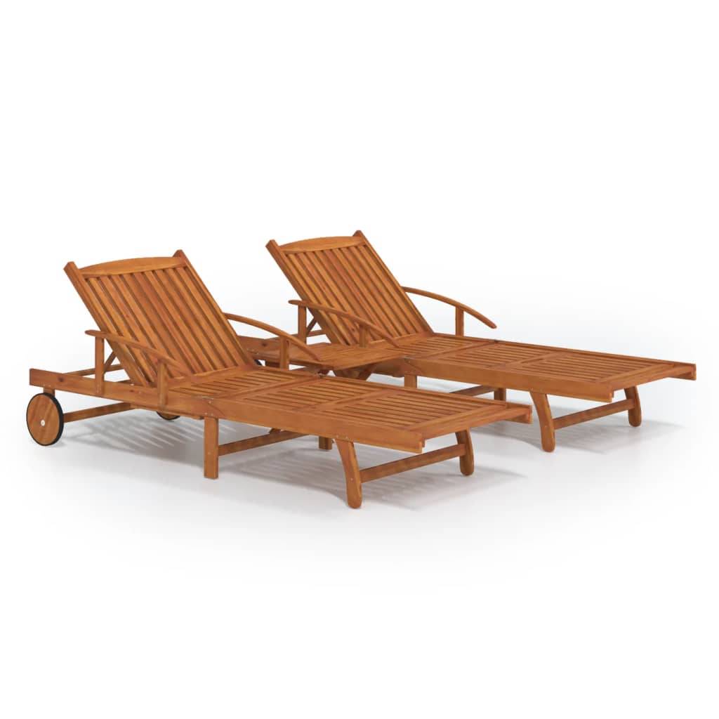 2 Lits Bain Acacia Massif Table Coulissante et Basse Brun – ComfortXL Outdoor Living - Image 2