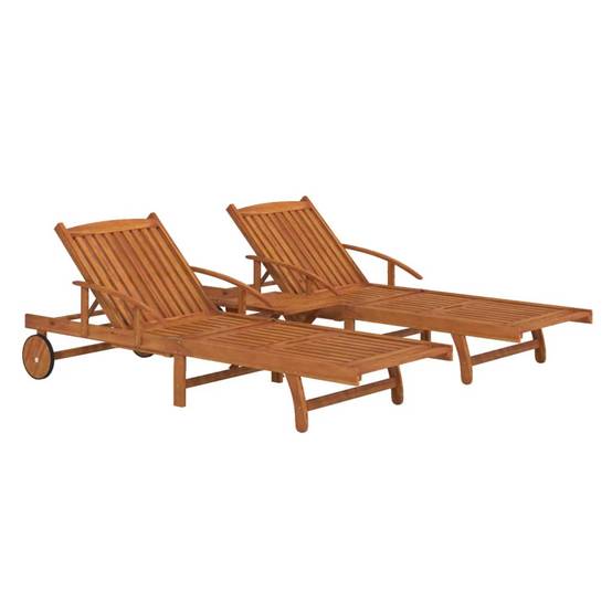 2 Lits Bain Acacia Massif Table Coulissante et Basse Brun – ComfortXL Outdoor Living - Image 3