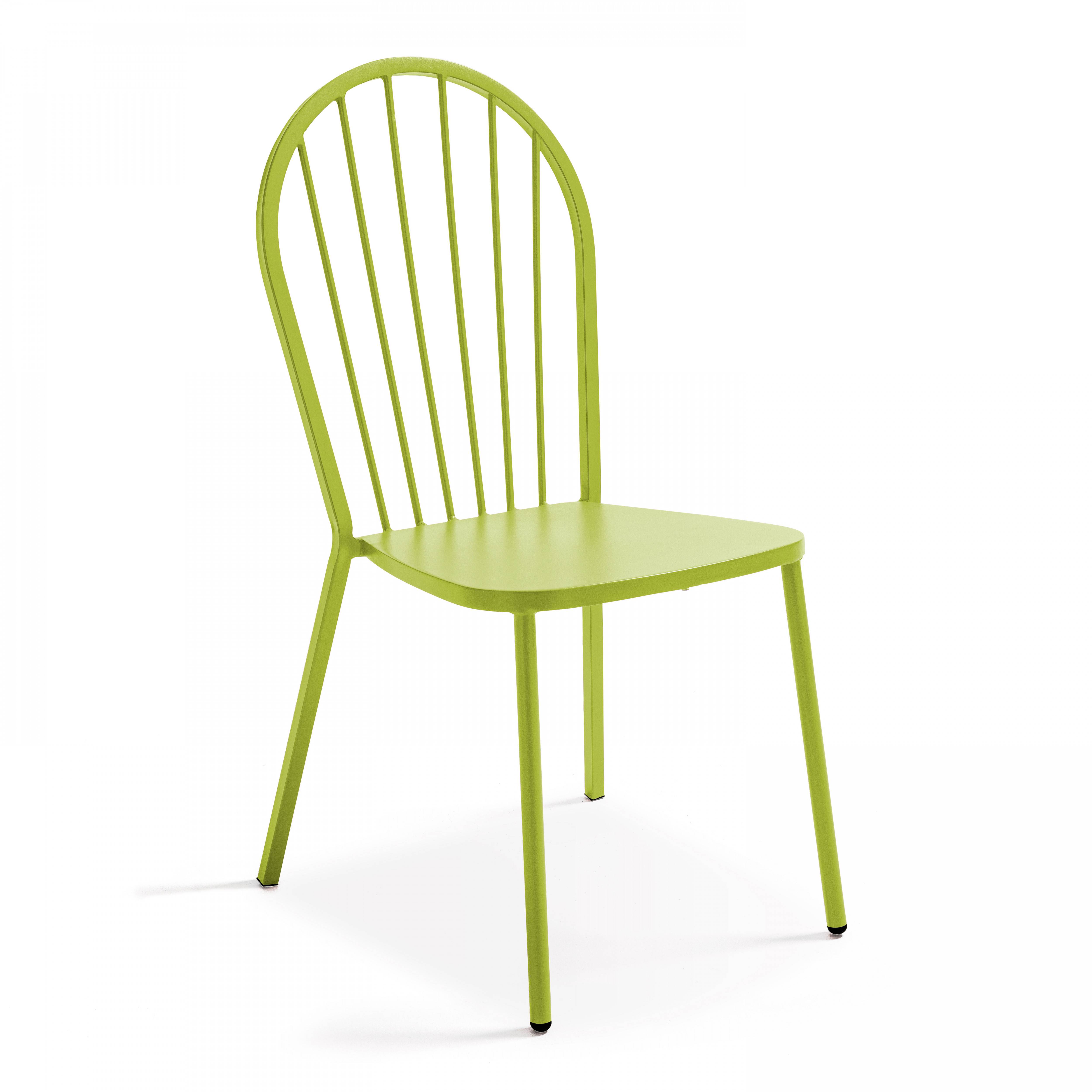 Oviala - Ensemble table de jardin bistrot et 2 chaises en acier vert Palavas - Oviala - Imagen 4