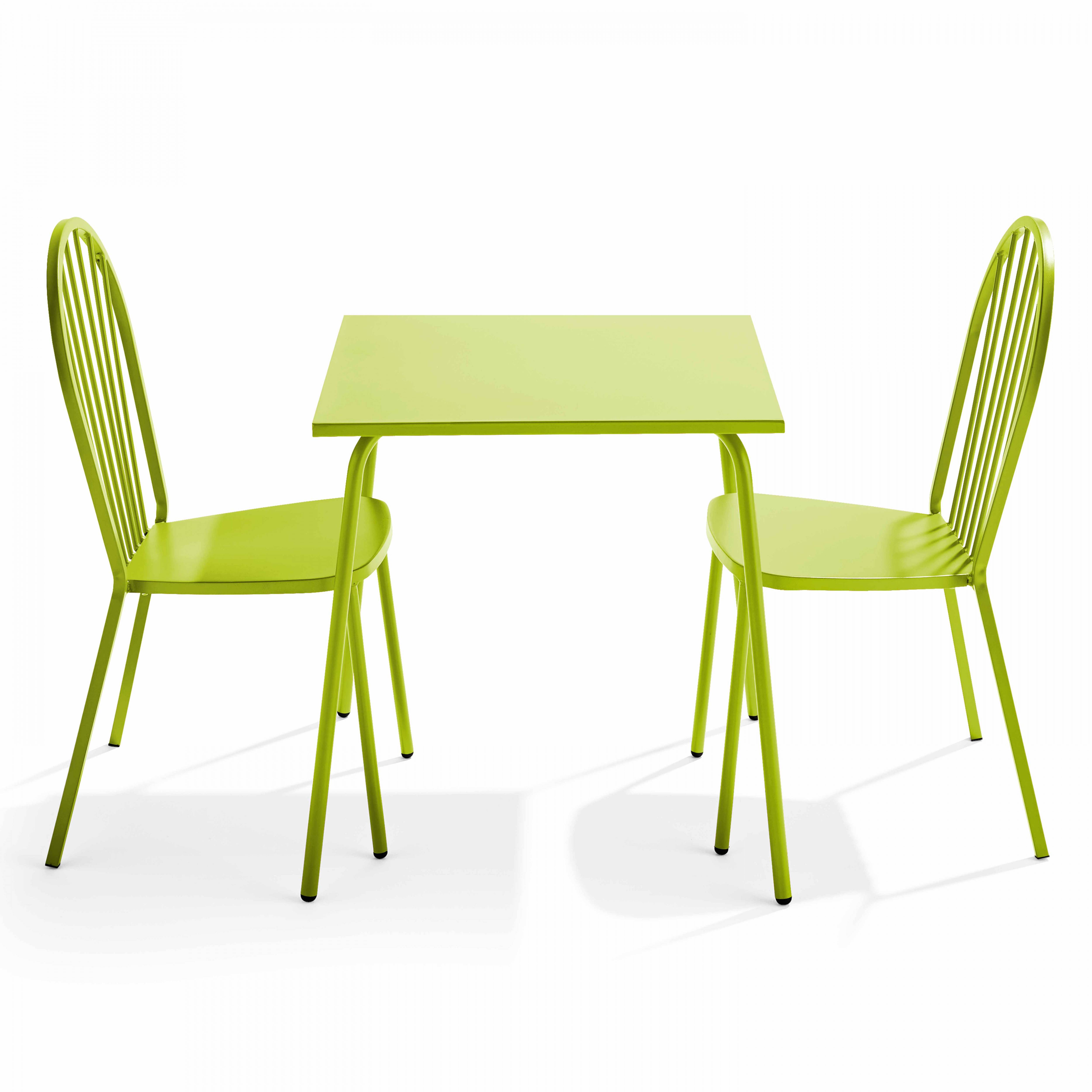 Oviala - Ensemble table de jardin bistrot et 2 chaises en acier vert Palavas - Oviala - Imagen 1