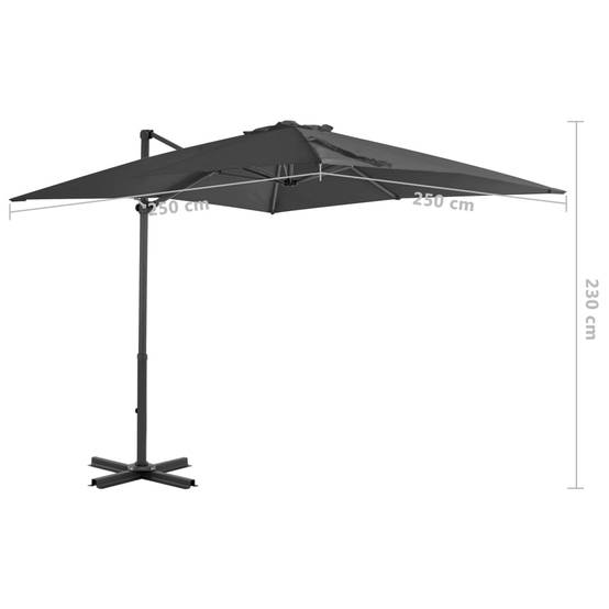 Helloshop26 - Parasol meuble de jardin en porte-à-faux mât en aluminium 250 x 250 cm anthracite - Imagen 7