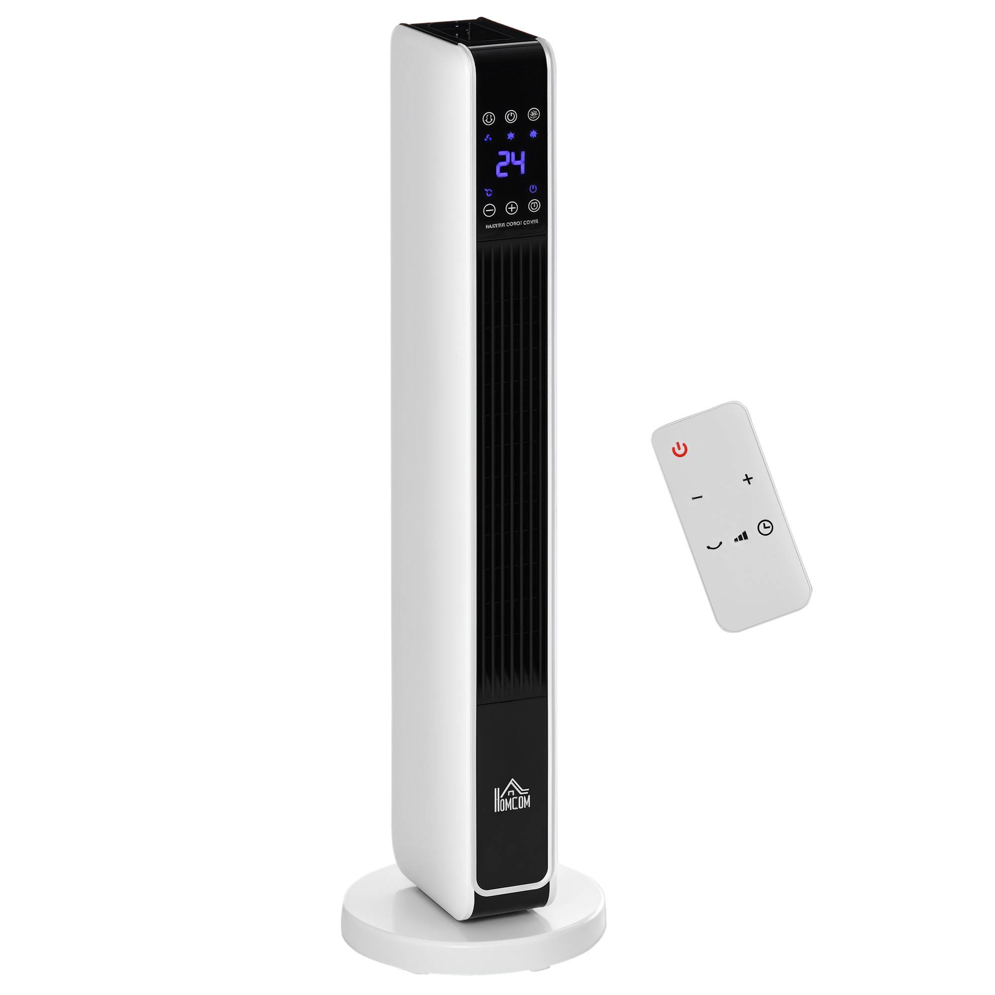 Sans Marque - Radiateur,Radiateur soufflant céramique 2200W oscillant télécommande minuterie 8h blanc/noir