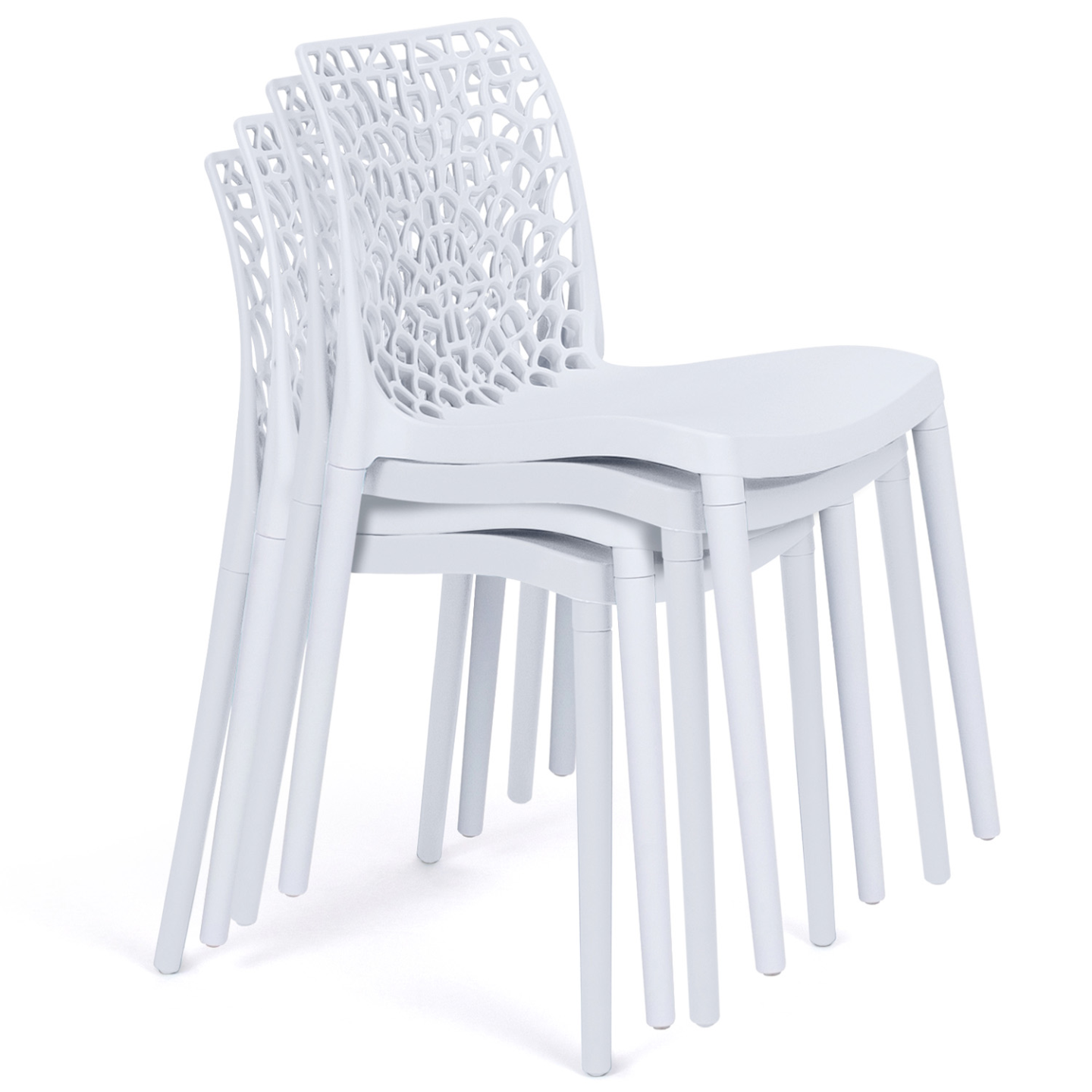 Lot de 6 chaises de jardin  ALYSSA en polypropylène nid d'abeille blanc - Image 6