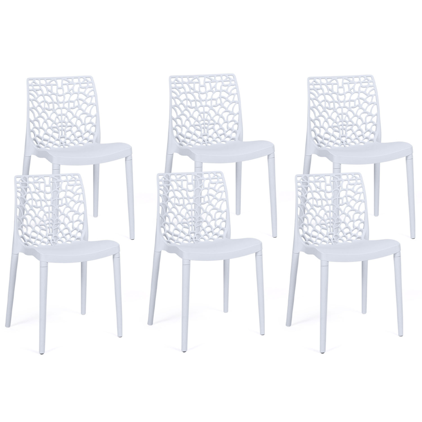Lot de 6 chaises de jardin  ALYSSA en polypropylène nid d'abeille blanc - Image 1