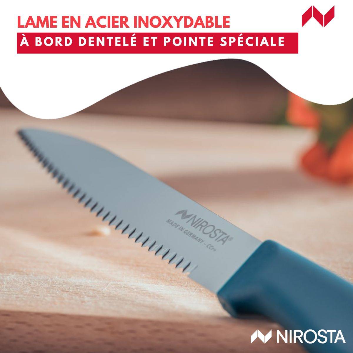 Couteau de cuisine lame crantée 21,5 cm Nirosta Elemental - Image 5