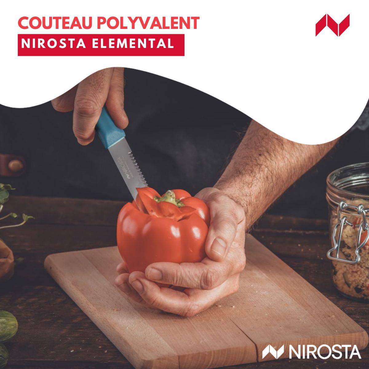 Couteau de cuisine lame crantée 21,5 cm Nirosta Elemental - Image 2