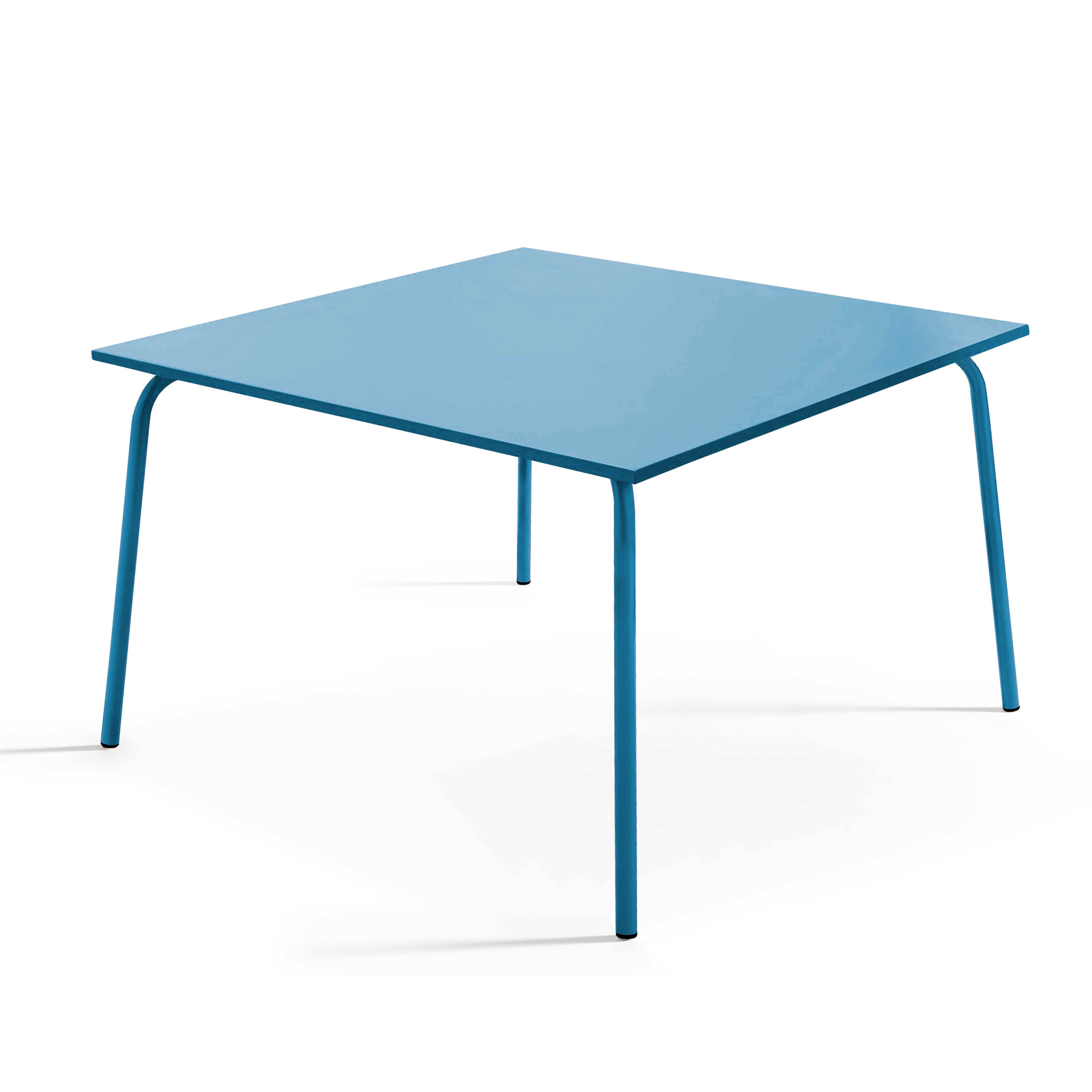 Oviala - Table de jardin carrée en métal 8 places 120 cm bleu pacific Palavas - Oviala - Imagen 1