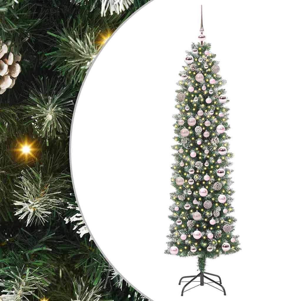 Vidaxl - Arbre de Noël artificiel slim Vert et blanc 180 cm vidaXL 3395295 - Image 1