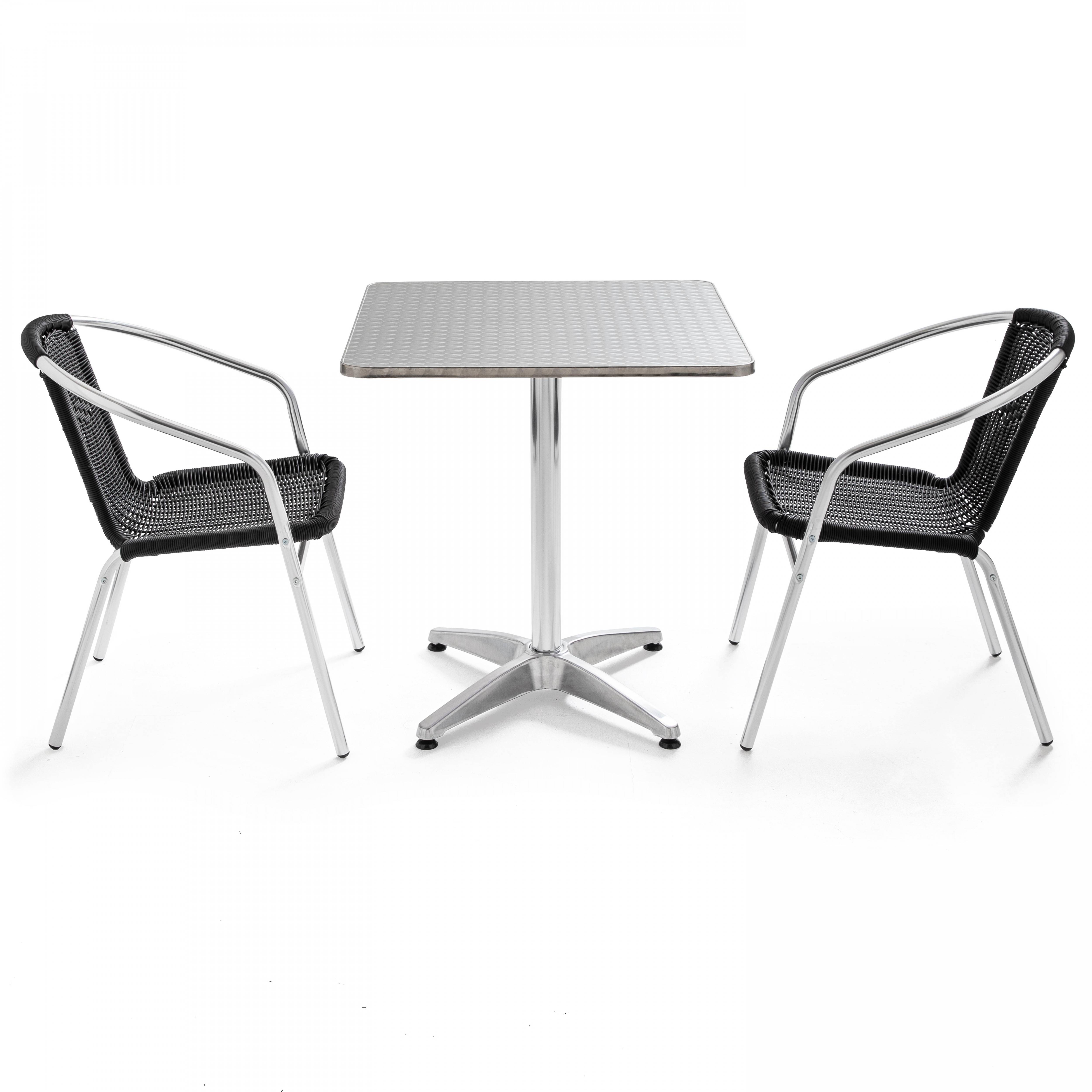 Oviala - Ensemble table de jardin bistrot inclinable et 2 chaises aluminium Brixton - Oviala - Imagen 2