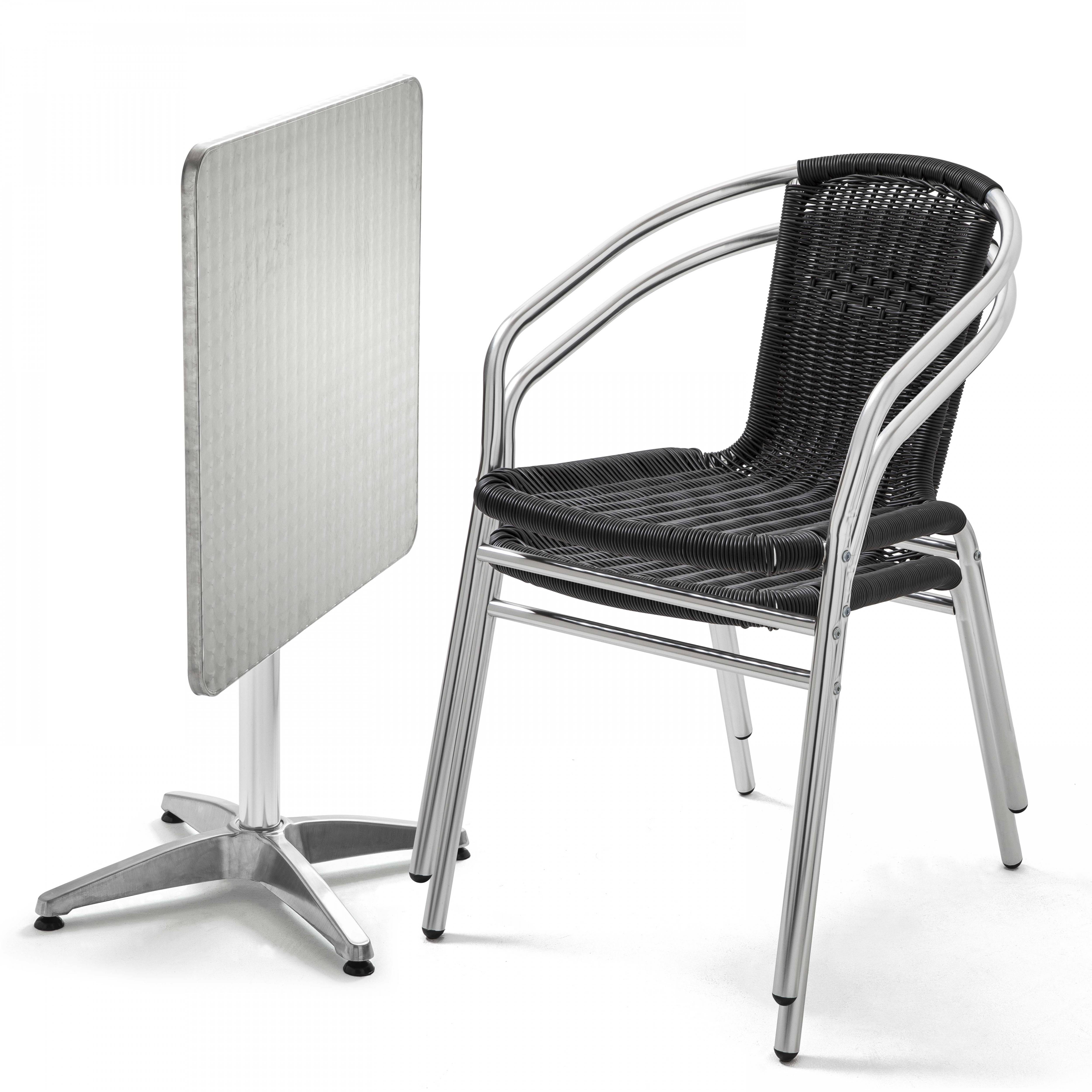 Oviala - Ensemble table de jardin bistrot inclinable et 2 chaises aluminium Brixton - Oviala - Imagen 1