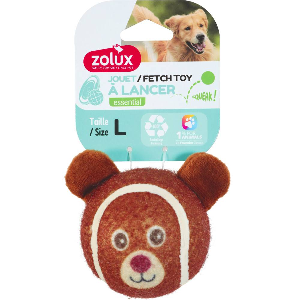 Zolux - zolux - Balle de tennis ø 8 cm en forme d'animaux tête OURSON pour chien - Imagen 2