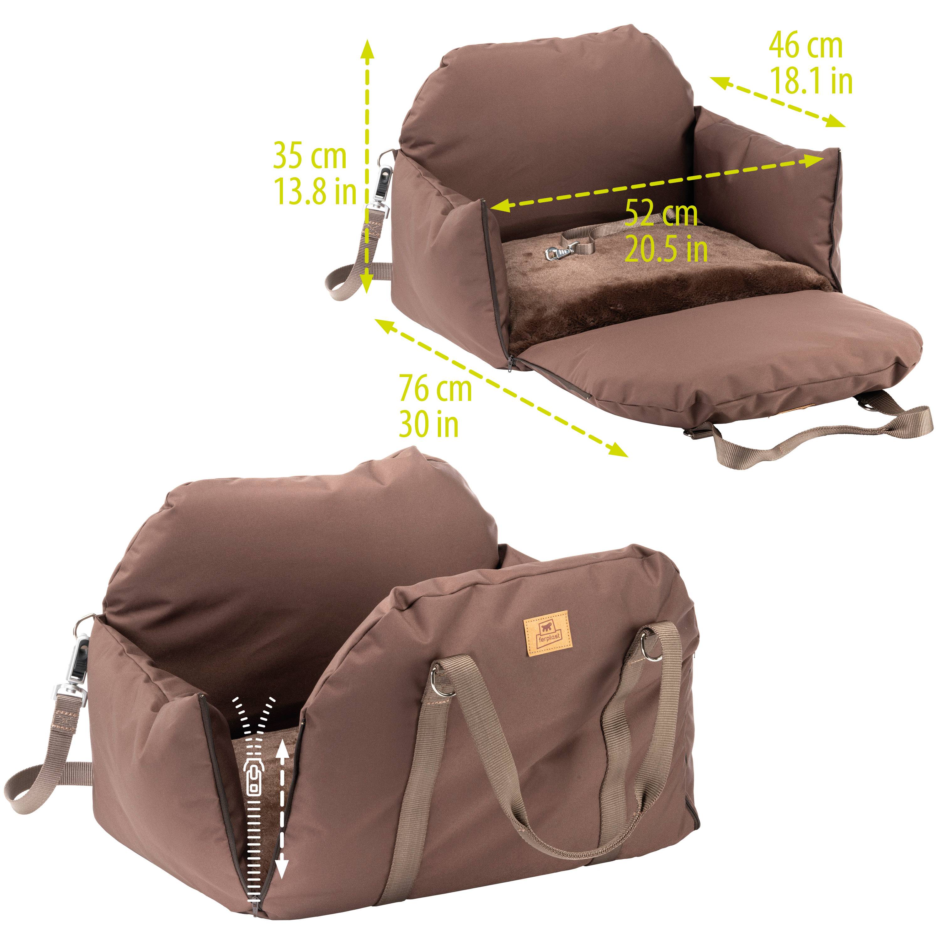 Ferplast - Ferplast Sac Transport Chien, avec Bandoulière et Poignées, Coussin Réversible, Fixation au Siège et Mousqueton Magnétique, 52 × 46 x h 35 cm, CRUISER - Imagen 2