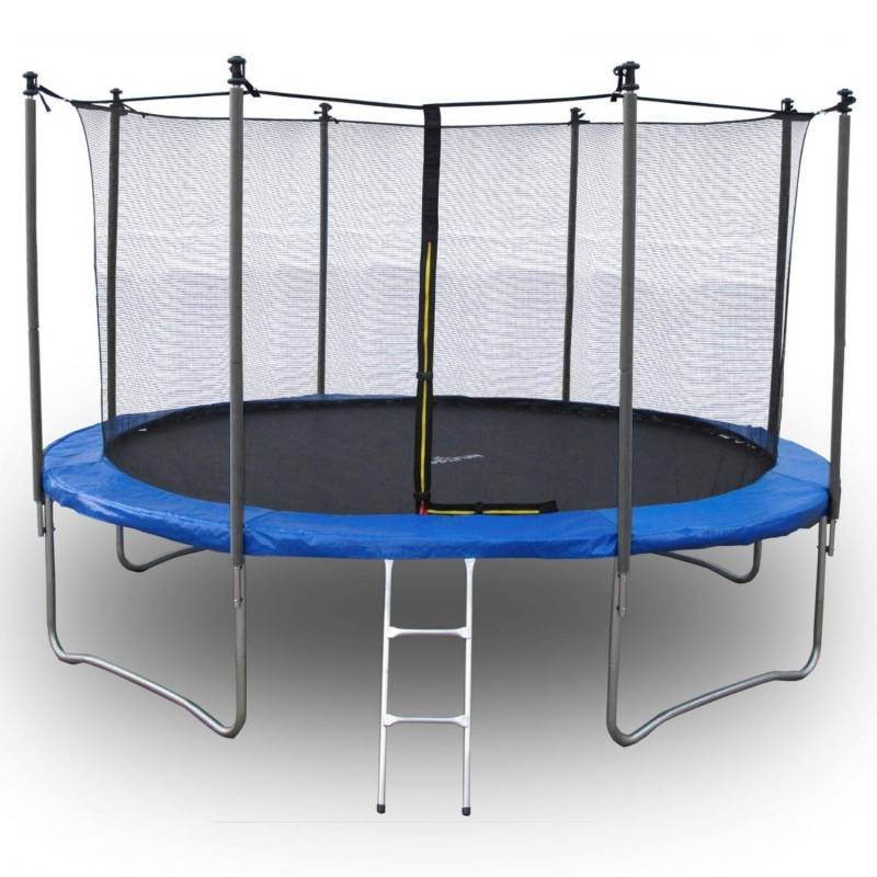 Trampoline pour enfant 12Ft ø366cm avec coussin de protection Bleu, Echelle et Filet de sécurité JUMP4FUN - Image 2