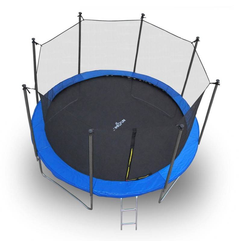 Trampoline pour enfant 12Ft ø366cm avec coussin de protection Bleu, Echelle et Filet de sécurité JUMP4FUN - Image 1