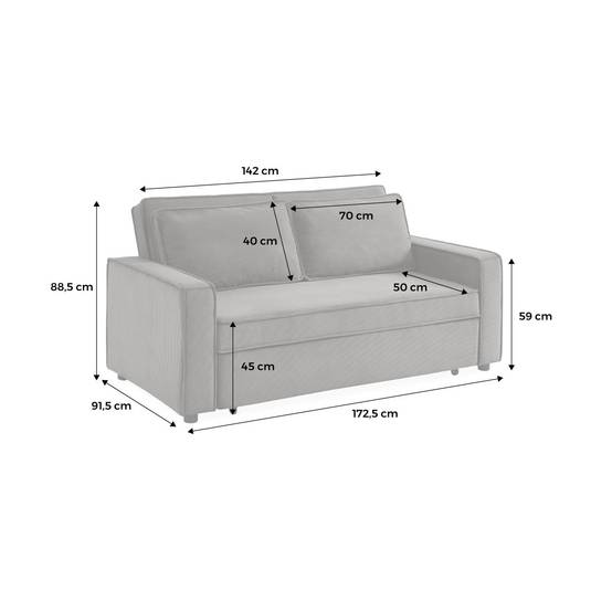 sweeek - Canapé convertible 2 places blanc beige velours côtelé. banquette. lit | sweeek - Image 3