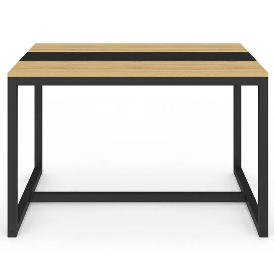 Table à manger rectangle DOVER 6 personnes bande centrale noire design industriel 120 cm - Image 3