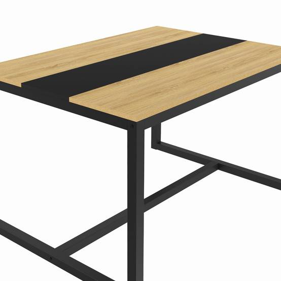 Table à manger rectangle DOVER 6 personnes bande centrale noire design industriel 120 cm - Image 5