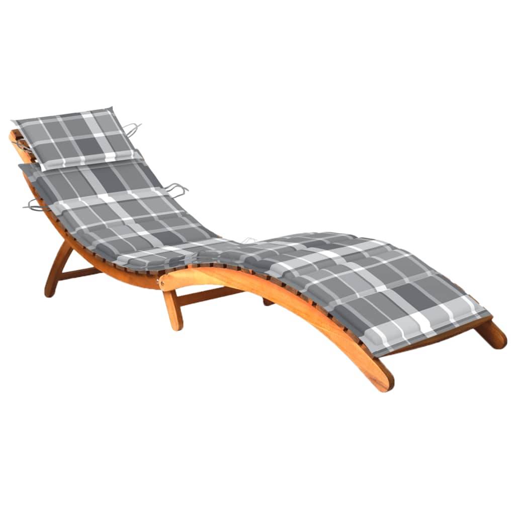 Helloshop26 - Transat chaise longue bain de soleil lit de jardin terrasse meuble d'extérieur avec coussin bois d'acacia solide - Imagen 1
