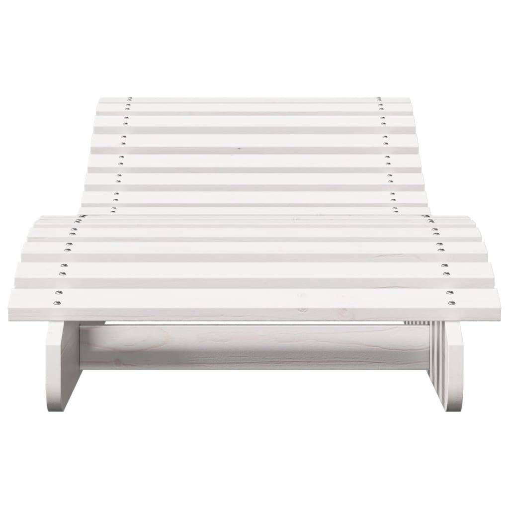 Maison Chic - 2 pcs Chaises longue | Transat | Bain de soleils blanc 205x60x31,5cm bois massif de pin - Image 5