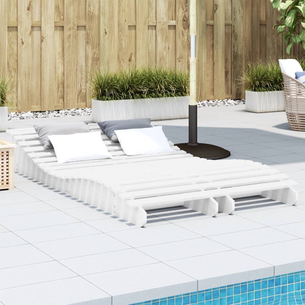 Maison Chic - 2 pcs Chaises longue | Transat | Bain de soleils blanc 205x60x31,5cm bois massif de pin - Image 2