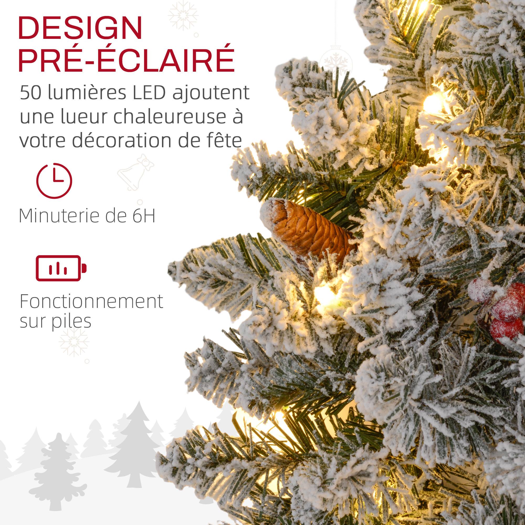 Sans Marque - Couronne de Noël porte artificielle 60 CM avec pommes de pin et grappes de baies, lumières LED et minuterie vert - Image 7