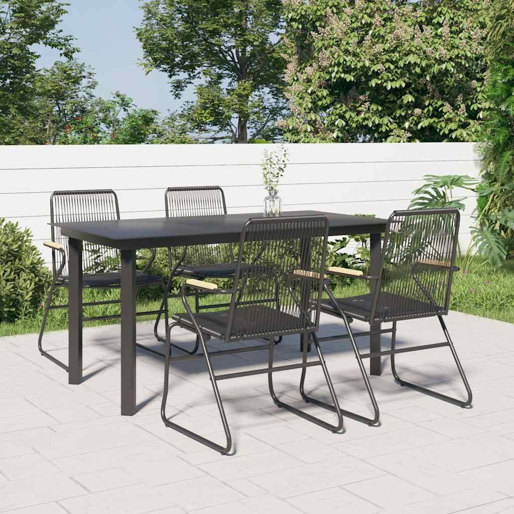 Vidaxl - Ensemble à manger de jardin 5 pcs-Salons de jardin Noir Rotin PVC 849513 - Image 1