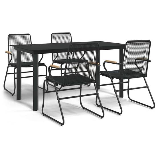 Vidaxl - Ensemble à manger de jardin 5 pcs-Salons de jardin Noir Rotin PVC 849513 - Image 2