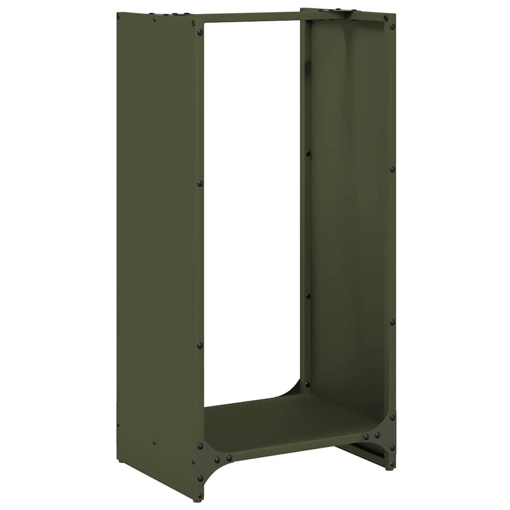Support à Bûches Haut 80 cm en Acier Vert Olive, Design Vertical Moderne – ComfortXL Outdoor Living - Image 2