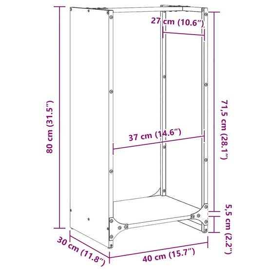 Support à Bûches Haut 80 cm en Acier Vert Olive, Design Vertical Moderne – ComfortXL Outdoor Living - Image 3