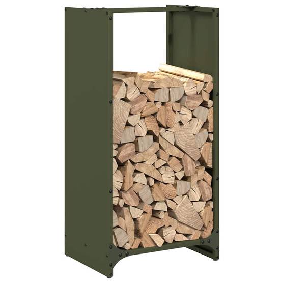 Support à Bûches Haut 80 cm en Acier Vert Olive, Design Vertical Moderne – ComfortXL Outdoor Living - Image 4
