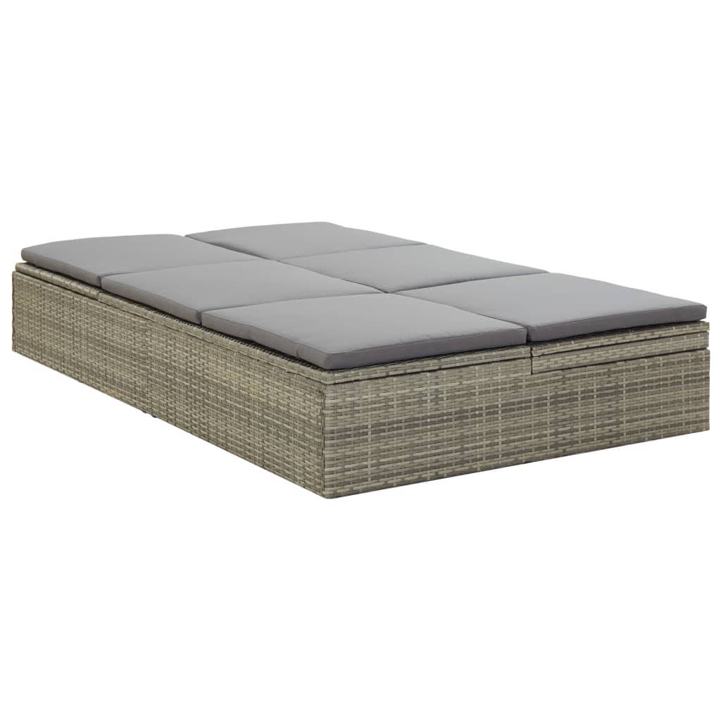 Vidaxl - Chaise longue convertible avec coussin Résine tressée Gris vidaXL 46244 - Imagen 9