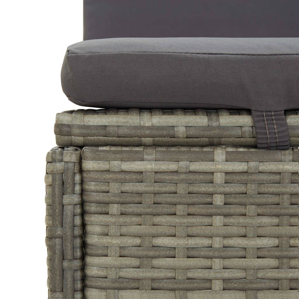 Vidaxl - Chaise longue convertible avec coussin Résine tressée Gris vidaXL 46244 - Imagen 5