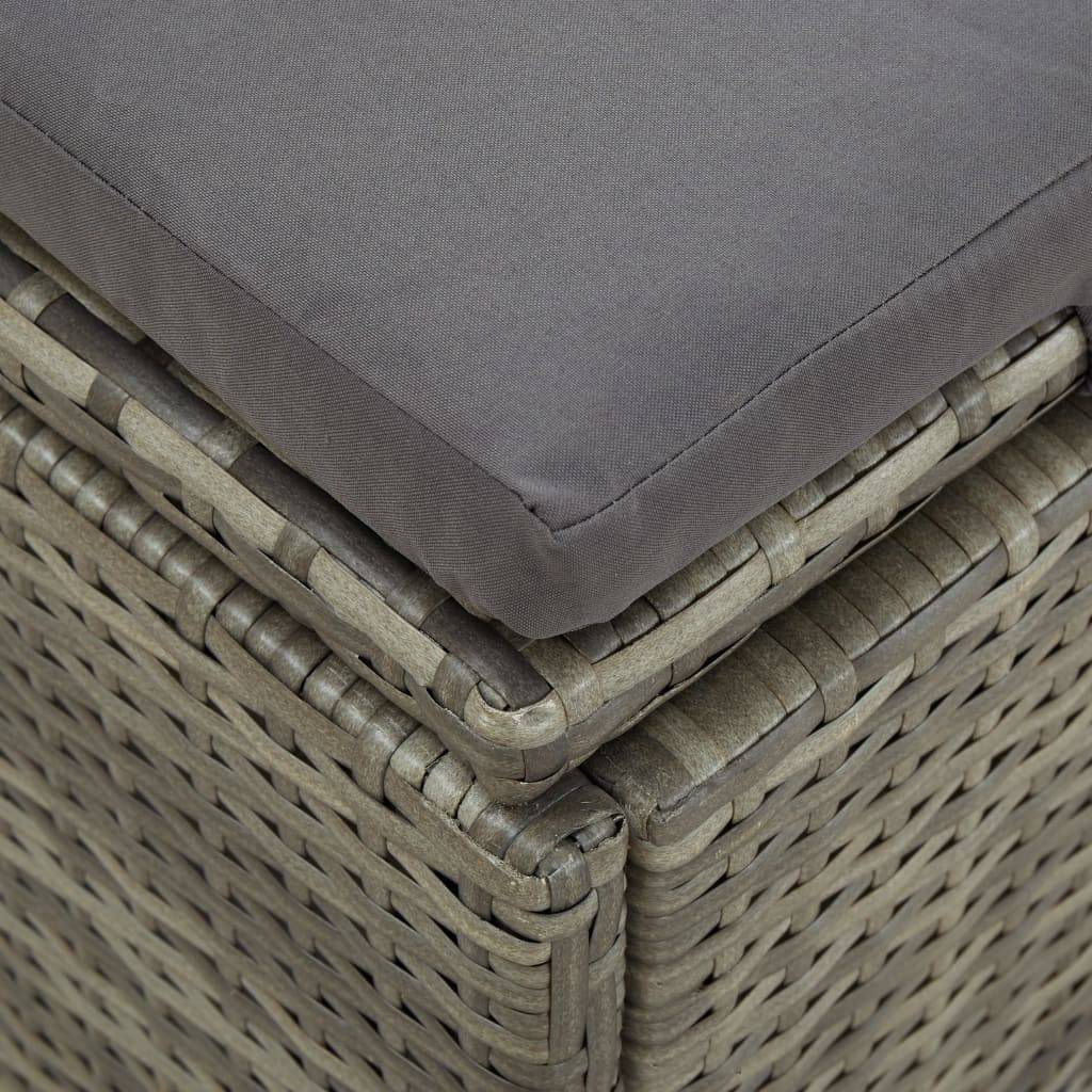 Vidaxl - Chaise longue convertible avec coussin Résine tressée Gris vidaXL 46244 - Imagen 4