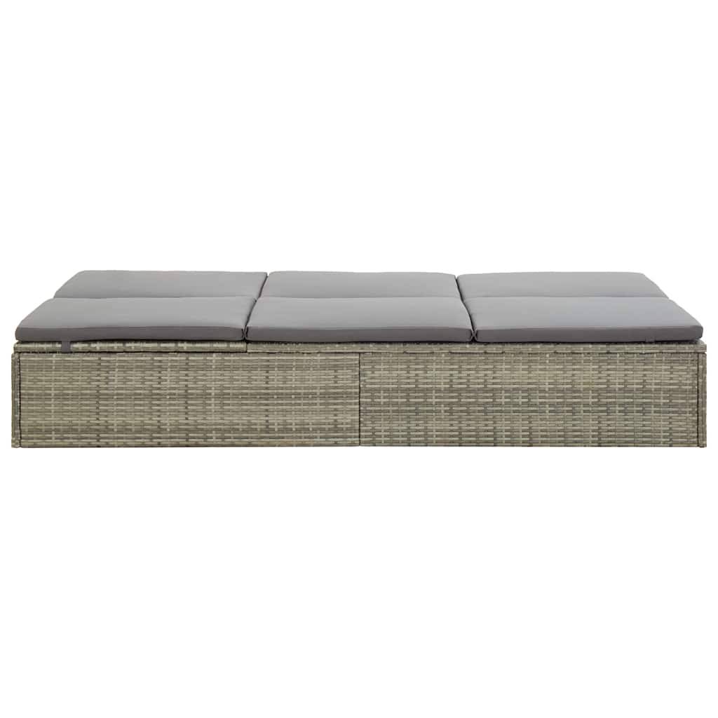 Vidaxl - Chaise longue convertible avec coussin Résine tressée Gris vidaXL 46244 - Imagen 8