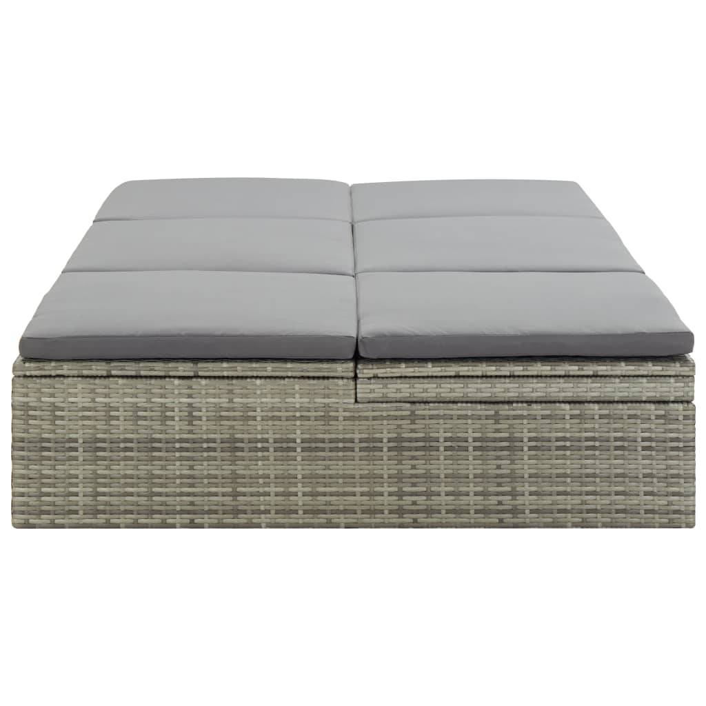 Vidaxl - Chaise longue convertible avec coussin Résine tressée Gris vidaXL 46244 - Imagen 7