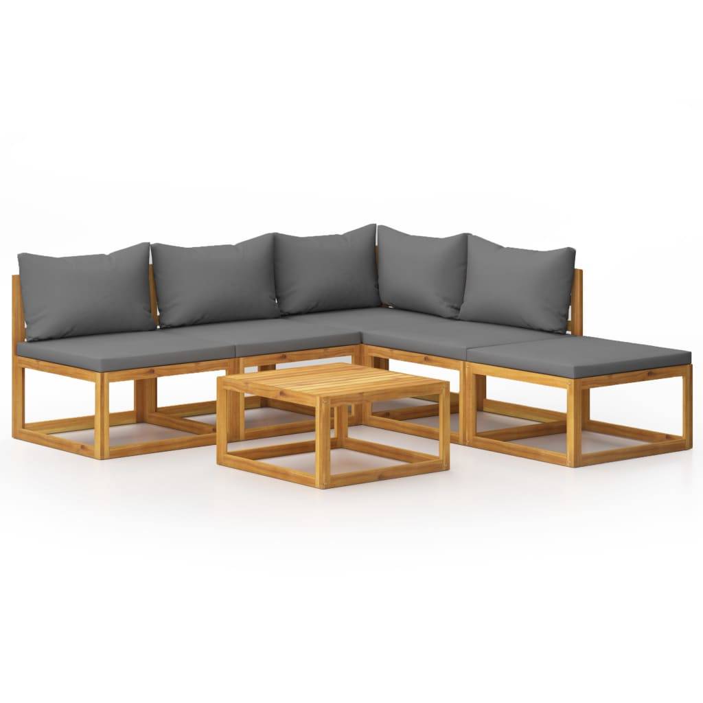 Helloshop26 - Salon de jardin meuble d'extérieur ensemble de mobilier 6 pièces avec coussin bois d'acacia solide - Imagen 1