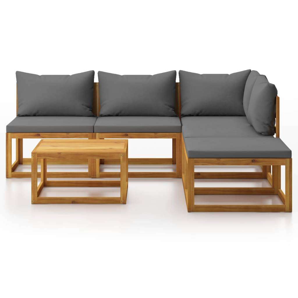 Helloshop26 - Salon de jardin meuble d'extérieur ensemble de mobilier 6 pièces avec coussin bois d'acacia solide - Imagen 2
