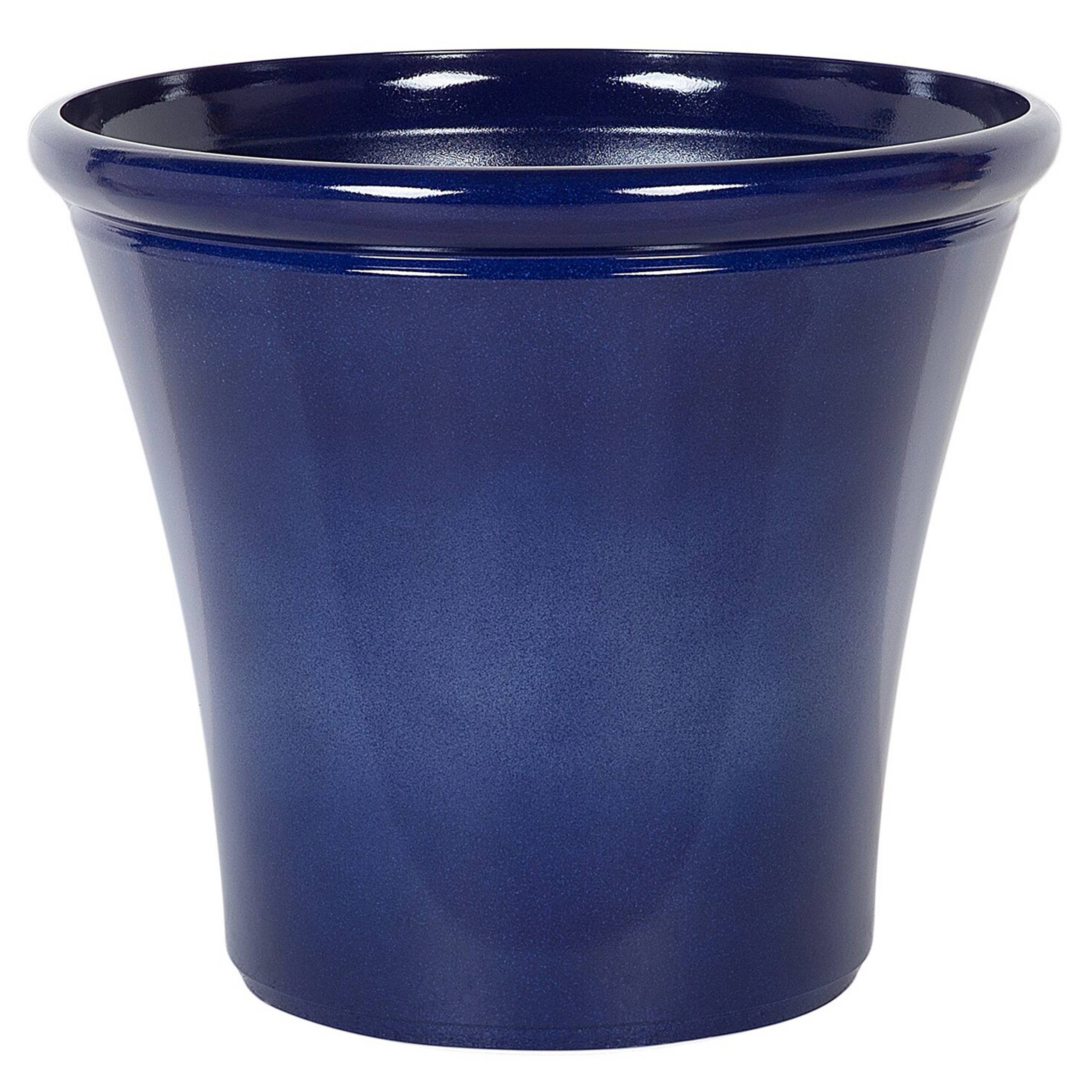Beliani - Cache-Pot Bleu Marine en Fibre d'Argile et Verre Diamètre 50 cm Pot de Fleurs Style Céramique Idéal pour Extérieur et Intérieur - Imagen 1