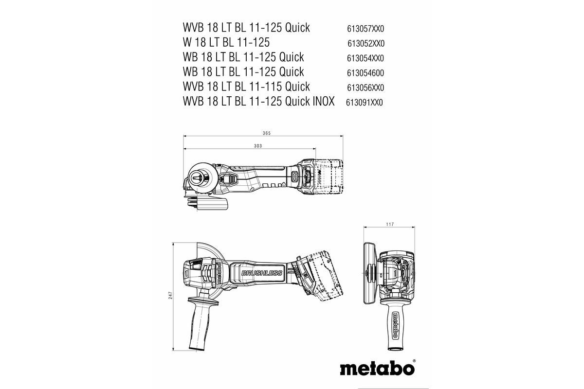 Metabo - Meuleuse 125 mm 18 V sans fil WVB 18 LT BL 11-125 Quick Inox Pick+Mix - sans batterie - Image 5