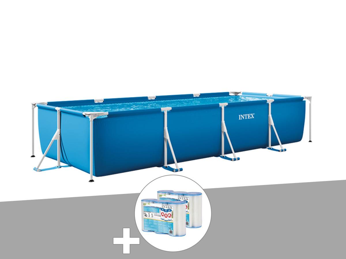 Kit piscine tubulaire rectangulaire 4,50 x 2,20 x 0,84 m + 6 cartouches - Intex