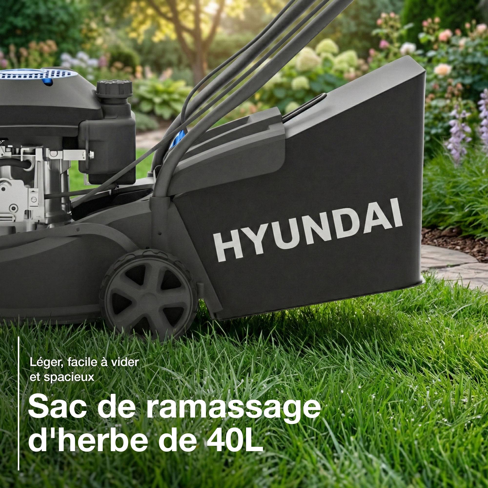 Hyundai - Tondeuse à Gazon Thermique 40 cm 139 cm3 3,7 CV Bac 40 L Poussée Hyundai - Image 7